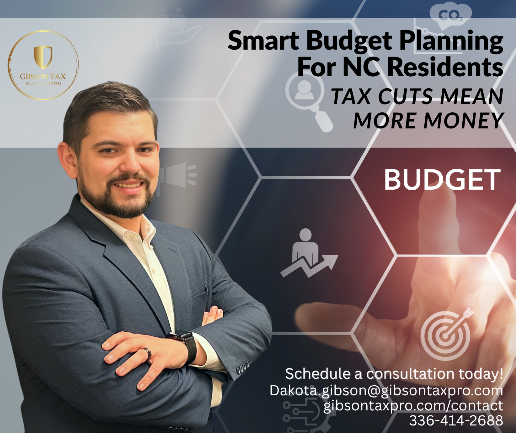 Smart budget planning for NC residents blog title with Gibson Tax professional consultant