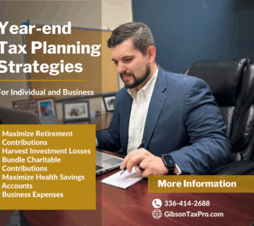 Blog infographic of Daniel Gibson of Gibson Tax LLC. discussing your year-end tax planning strategies in Asheboro, NC.