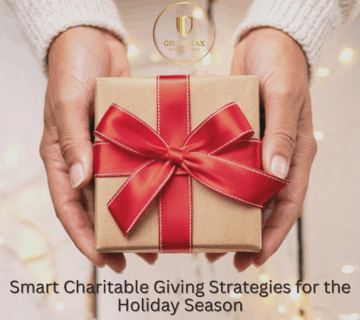 Blog image of hands giving a gift demonstrating charitable donation ideas for the holiday season.