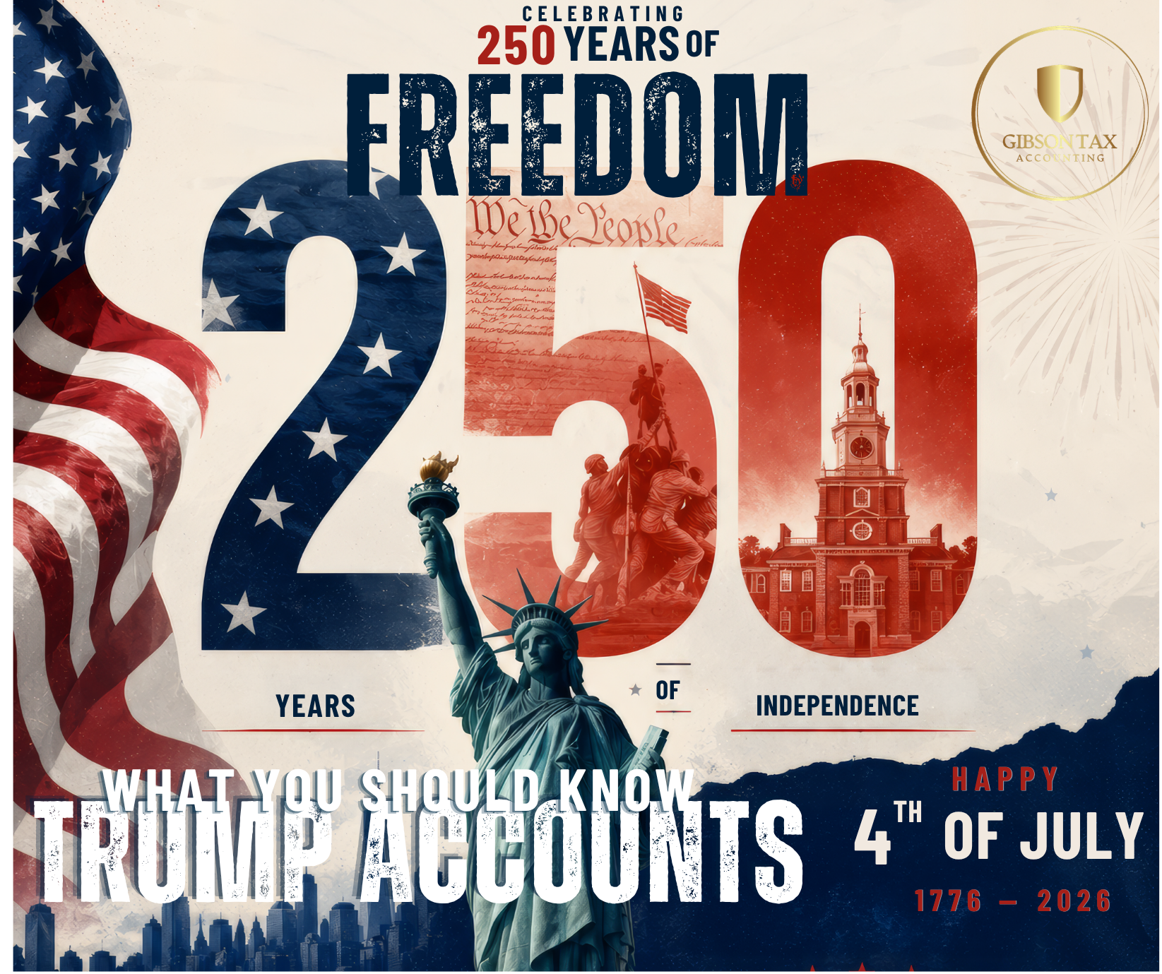 Trump Accounts NC families 2026   Celebrating 250 Years of American Independence July 4th Gibson Tax