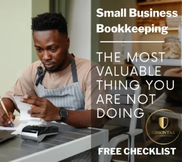NC small business owner organizing records with professional small business bookkeeping services from Gibson Tax