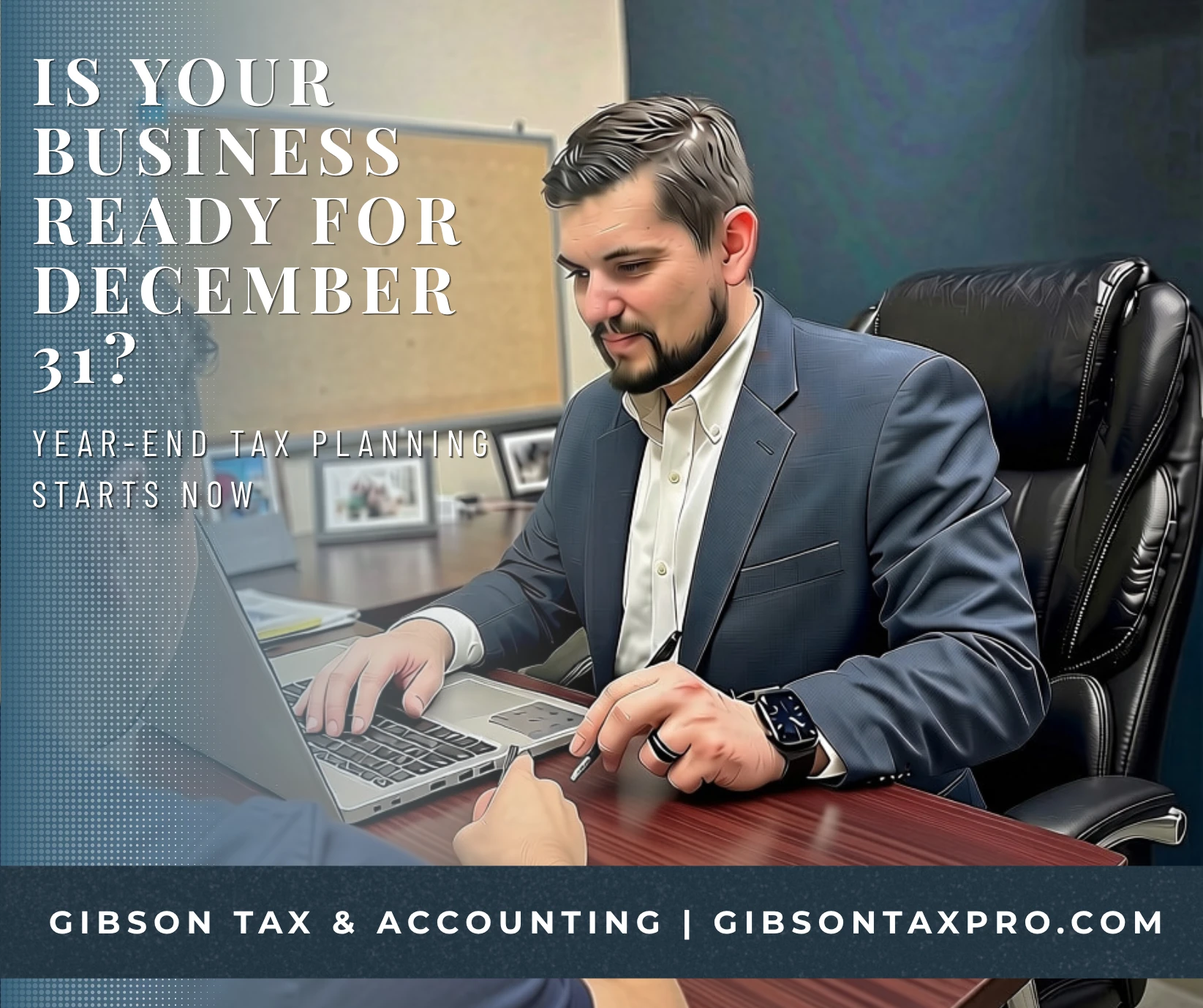 NC tax accountant meeting with a small business client for year end tax planning at Gibson Tax in Asheboro, NC